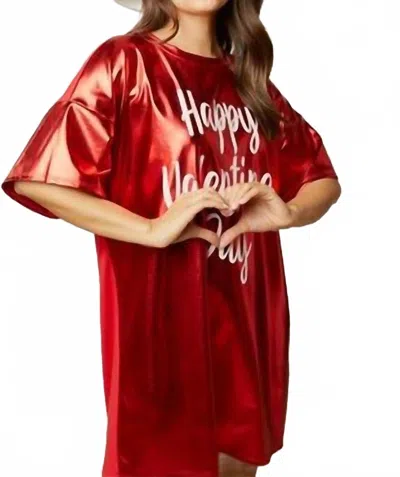 Wholesalesir Short Sleeve Valentines Shirt Dress In Red