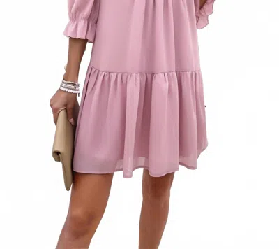 Wholesalesir Solid Casual V-neck Dress In Pink