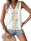 Wholesalesir Tassel Trim Tank Top In Apricot In Sand