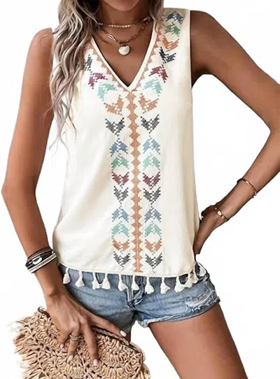 Wholesalesir Tassel Trim Tank Top In Apricot In Sand