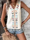 Wholesalesir Tassel Trim V-neck Tank Top In Apricot