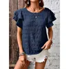 Wholesalesir Textured Top With Layered Ruffle Sleeve Top In Navy