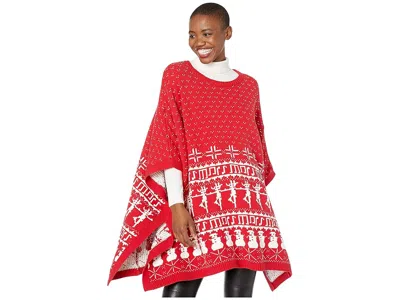 Whoopi Fair Isle Knit Cape Clothing Red : Lg-xl, Acrylic/cotton