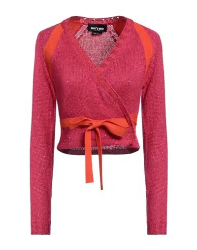 Who*s Who Woman Wrap Cardigans Fuchsia Size Xs Wool, Acrylic, Polyester, Mohair Wool, Polyamide In Red