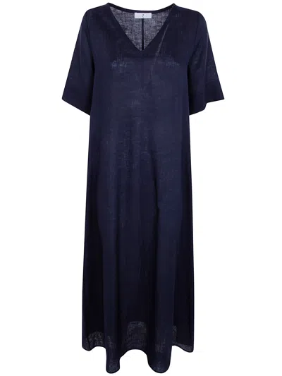 Why Ci Abito Lungo V Neck "long Dress" In Blue
