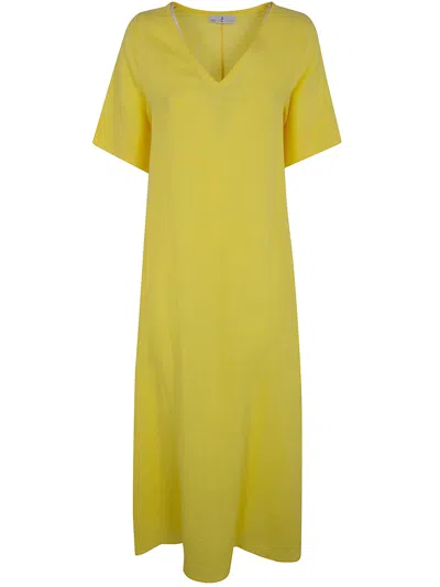Why Ci Abito Lungo V Neck "v Neck Long Dress" In Yellow