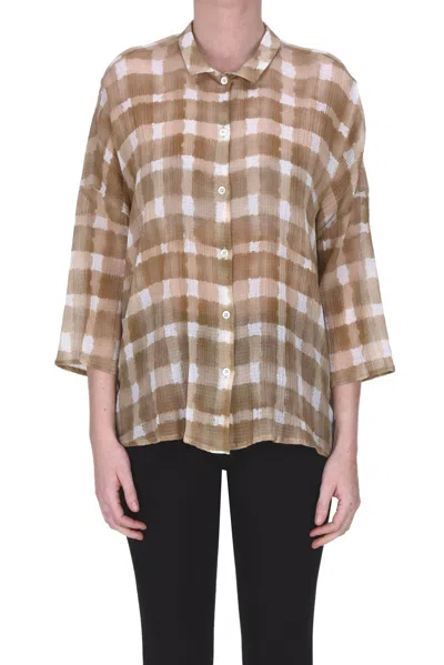 Why Ci Checked Print Shirt In Beige
