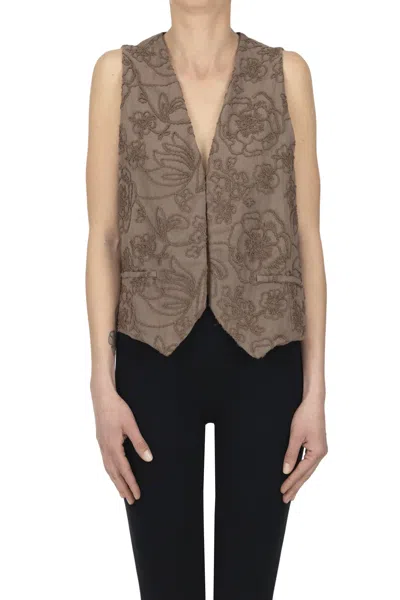 Why Ci Embroidered Gilet In Gray