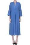 WHY CI EMBROIDERED LINEN WIDE DRESS