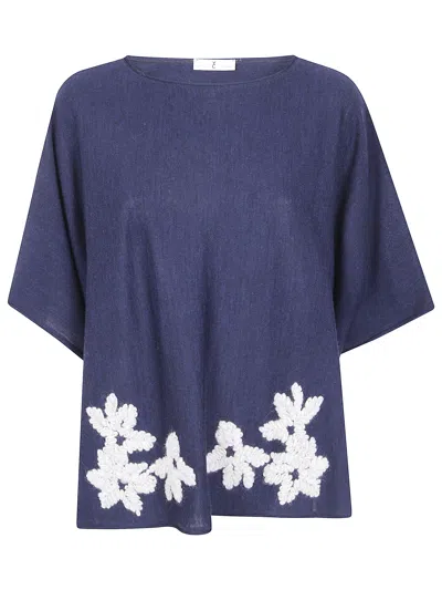 Why Ci Floral-embroidered Wool Shirt In Blue