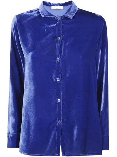 Why Ci Velvet-texture Long-sleeve Shirt In Blue