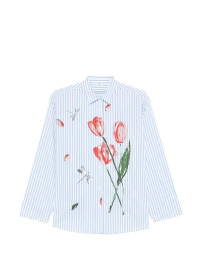 Why Ci Flora-detail Striped Shirt In Blue