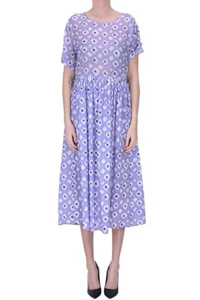 Why Ci Flower Print Wide Dress In Lilac