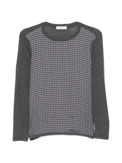 Why Ci Geometric-print Long-sleeved T-shirt In Gray
