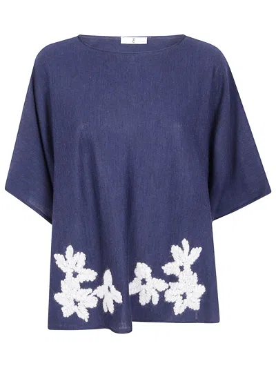 Why Ci Floral-embroidered Wool Shirt In Blue