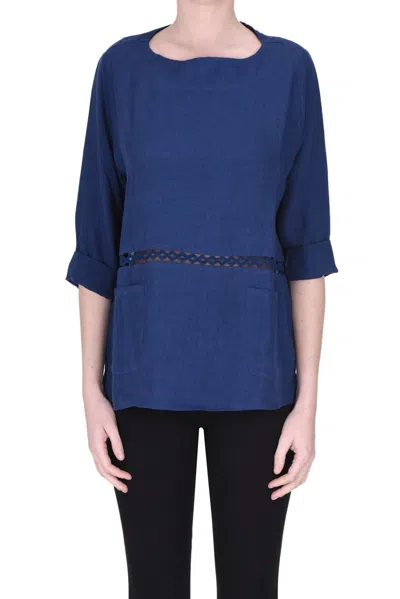Why Ci Linen Blouse In Navy Blue