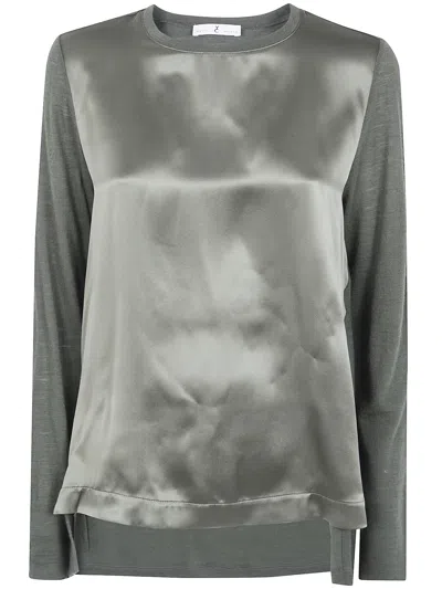 Why Ci Satin-finish Long-sleeve Top In Silver