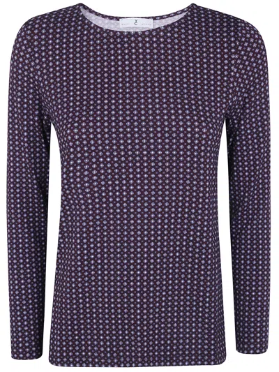 Why Ci Geometric-print Long-sleeve T-shirt In Blue