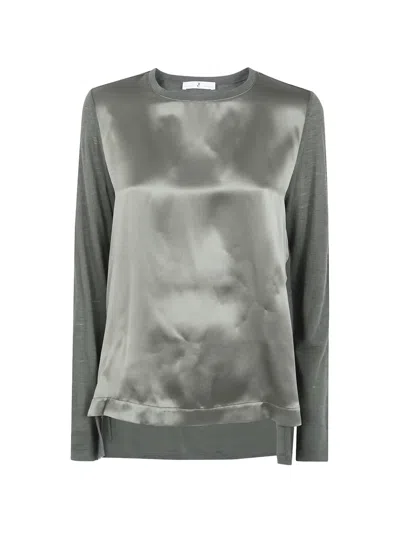 Why Ci Satin-finish Long-sleeve Top In Silver