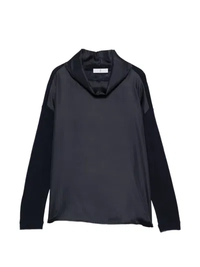 Why Ci Langarmshirt Mit Satineinsatz In Blue
