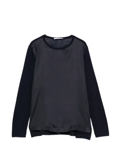 Why Ci Langarmshirt Mit Satineinsatz In Blue