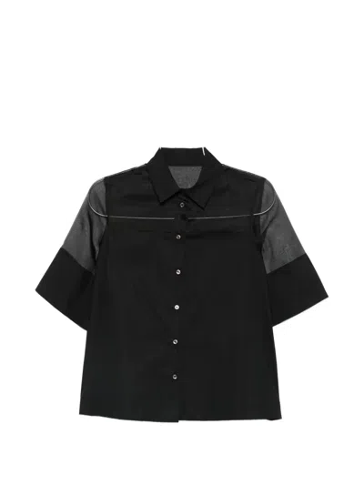 Why Ci Sheer-panel Shirt In Black