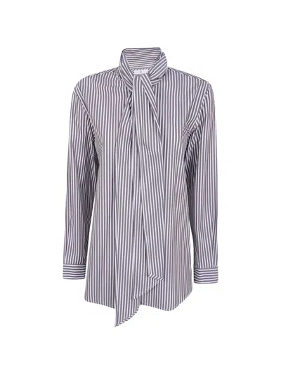 Why Ci Striped Pussy-bow Shirt In Multi