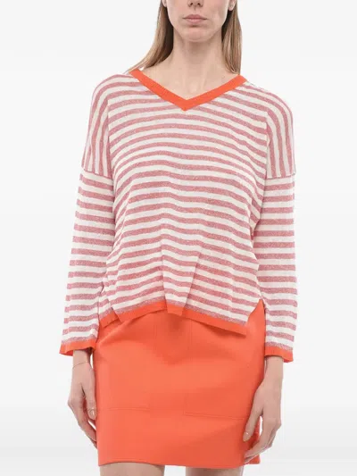 Why Ci Striped V-neck Sweater In Multi