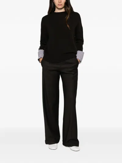 Why Ci Striped-cuff Sweater In Brown