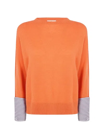 Why Ci Striped-cuff Sweater In Orange