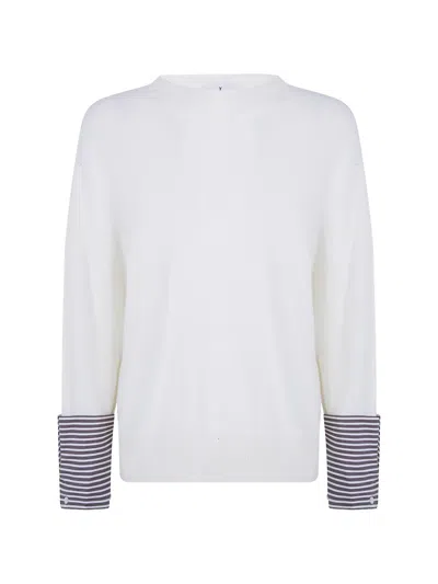Why Ci Striped-cuff Sweater In White