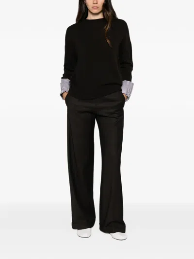 Why Ci Turn-up-cuff Wide-leg Trousers In Black