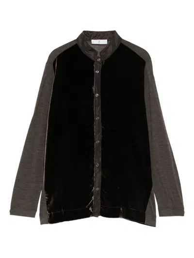 Why Ci Velvet Panelled Shirt In Black