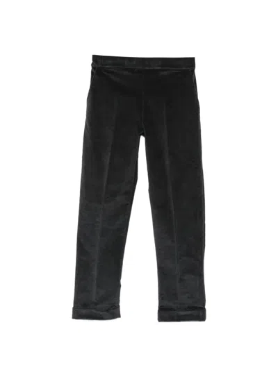 Why Ci Velvet-effect Turn-up Trousers In Black