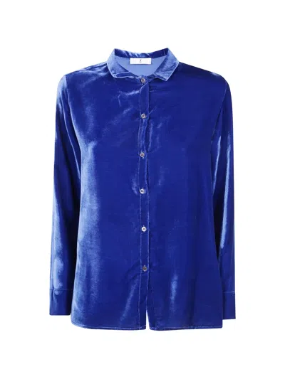Why Ci Velvet-texture Long-sleeve Shirt In Blue