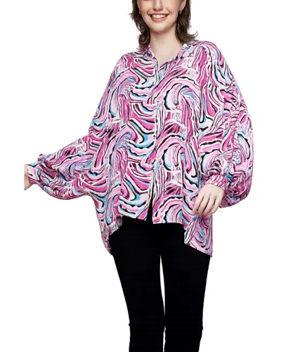 Why Dress Abstract Print Button-down Blouse In Purple