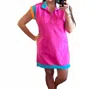Why Dress Color Block Wide Sleeve Dress In Hot Pink In Pink