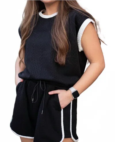 Why Dress Contrast Cable Shorts In Black/white In Blue