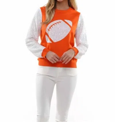 Why Dress Football Sequin Sleeve Pullover In Orange/white In Multi