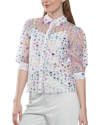 Why Dress Heart Mesh Top In White