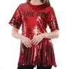 WHY DRESS LET’S PLAY BALL TOP IN RED/BLACK