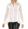 Why Dress Mesh Long Sleeve Blouse With Double Layered Back In White In White