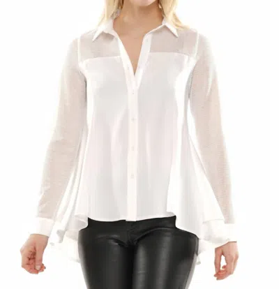 Why Dress Mesh Long Sleeve Blouse With Double Layered Back In White