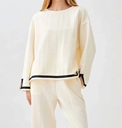 Why Dress Perfectly Paired Cable Knit Pant And Top Set In Cream And Black