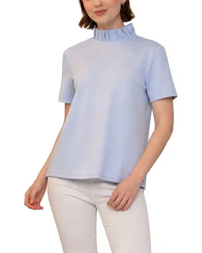 Why Dress Ruffle Neck Bow Back Top In Blue