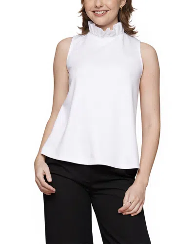 Why Dress Ruffle Neck Bow Back Top In White