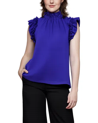 Why Dress Ruffle Neck Top In Blue
