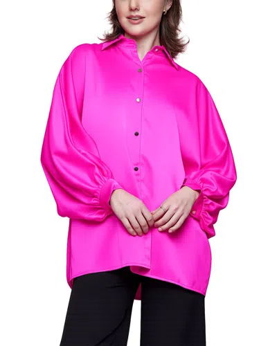 Why Dress Satin Button Up In Pink