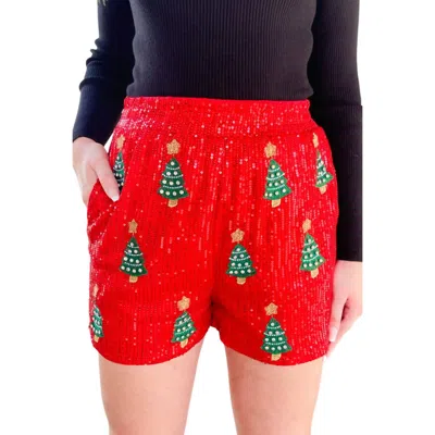 Why Dress Sequin Christmas Tree Shorts In Red