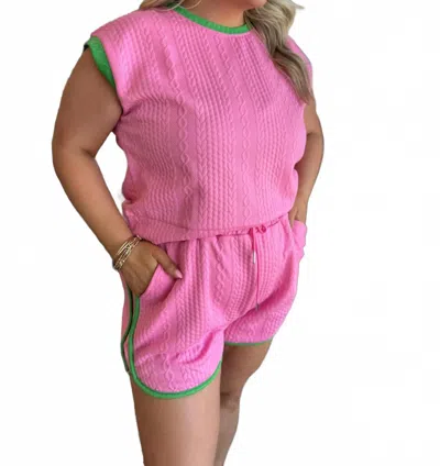 Why Dress Troop Lounge Top And Short Set In Pink In Multi